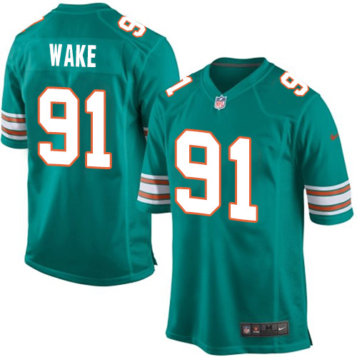 Men's Game Cameron Wake Nike Jersey Aqua Green Alternate - #91 NFL Miami Dolphins